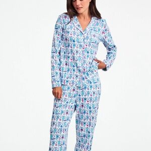 Roller Rabbit Newport Beach Lido Long Sleeve Polo Pajamas Size Medium